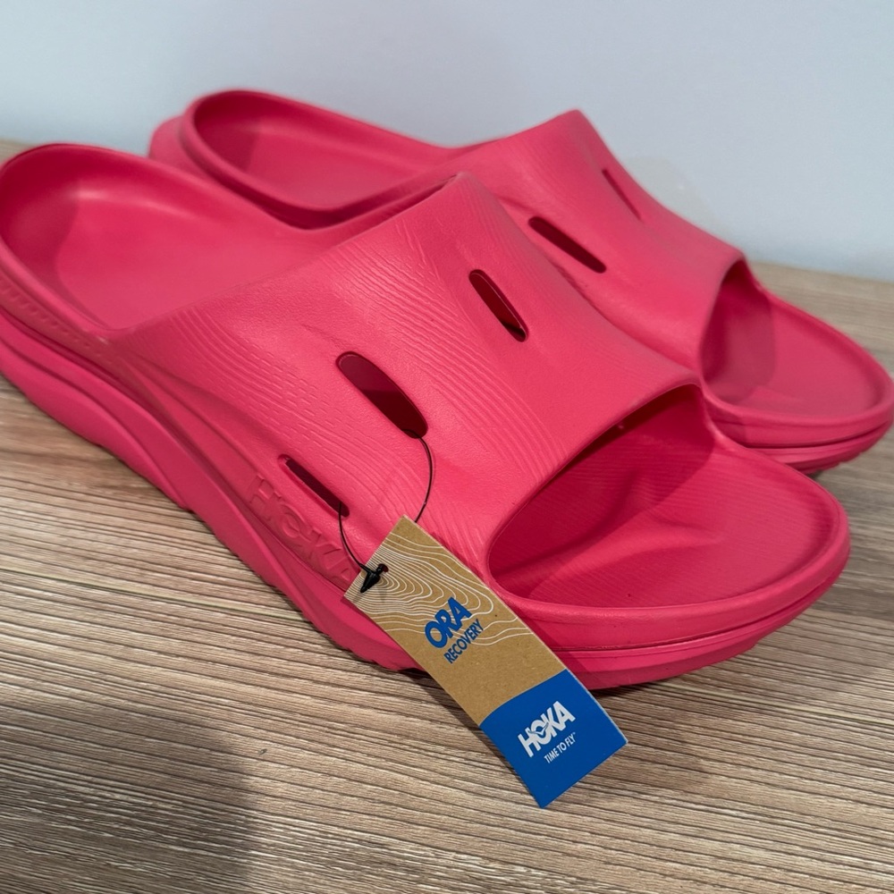 New Hoka One One Ora Recovery Slide 3 raspberry unisex sandals‎